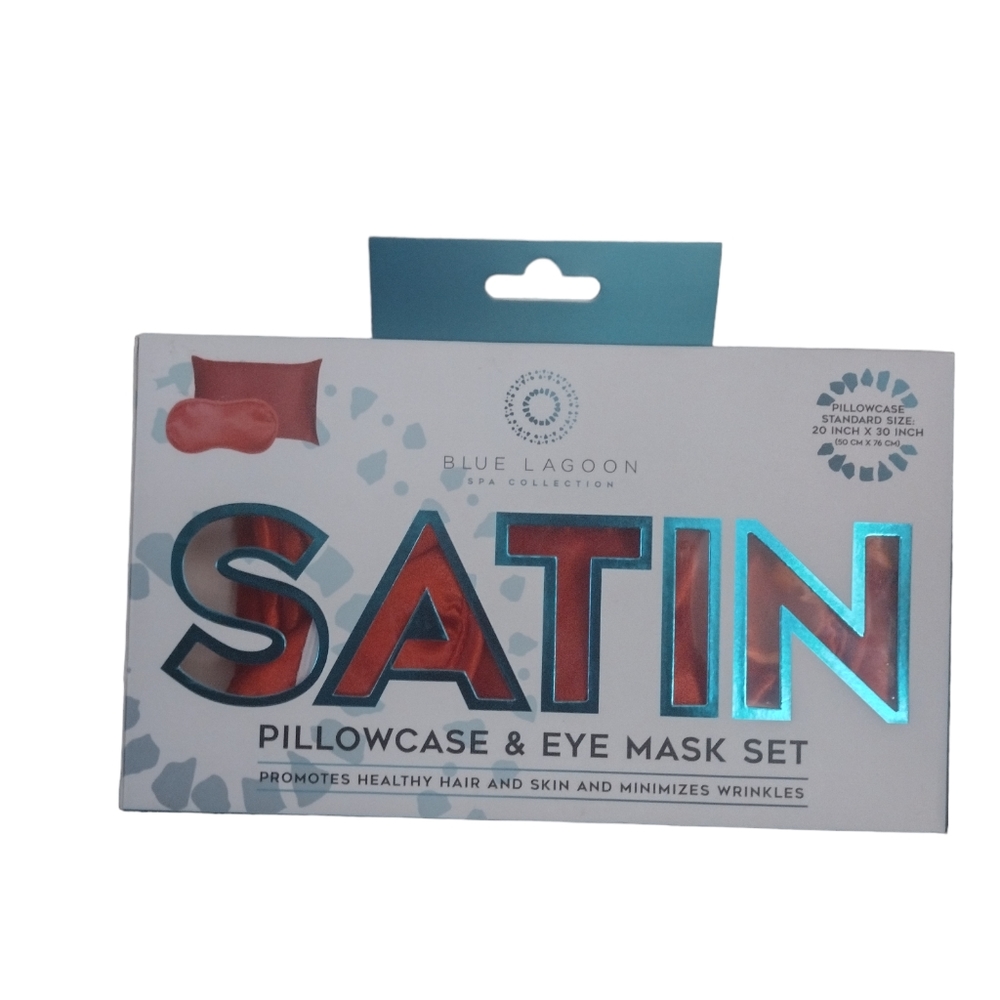 Nwt satin pillowcase& eye mask set